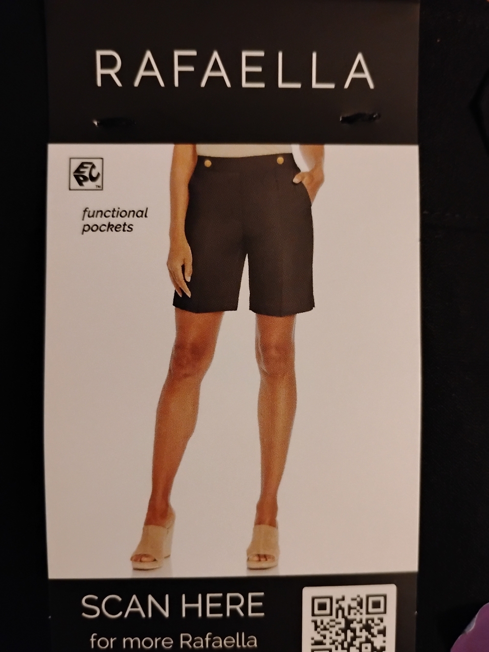 Rafaella Black Pull-On Bermudas Shorts with Button Detail